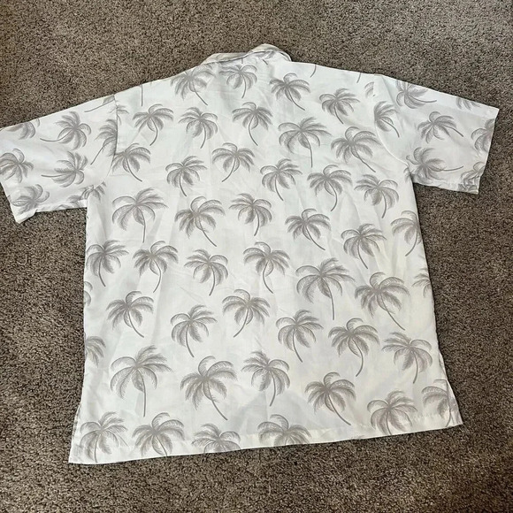 Makani Hawaii Shirt Mens Palm Tree Large Gray White Microfiber‎ Hawaiian Aloha - Picture 7 of 9